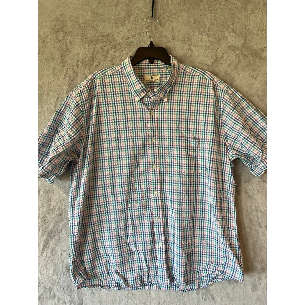 Southern‎ Pines XXL Plaid Short Sleeve Button Up Shirt Menswear
